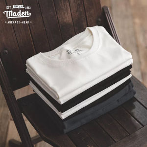 Two-piece Maden brand tooling 2025 new summer high quality men shirt classic foundation black and white 220g cotton short-sleeved t-shirt solid color round neck shirt