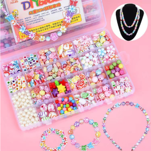 Creative DIY Handmade Beaded Toy with Accessory Set 24 Grid Girl Jewelry Making Toys Educational Toys Girls’ Gift
