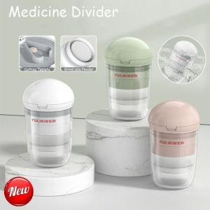 JUSTODO หลายฟังก์ชัน ที่ตัดยา ป้องกันฝุ่น แบบพกพา ที่ตัดยาแบบบด ใหม่ ตัวแบ่งจัดระเบียบ บดผงแท็บเล็ต สำหรับ YULIKIKER