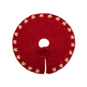 YOUSHI TOP Len giả Váy cây thông Noel Dệt kim Đỏ Đồ trang trí cây thông Noel Tay nghề tinh xảo Nơ Váy cây dệt kim Trang trí ngày lễ