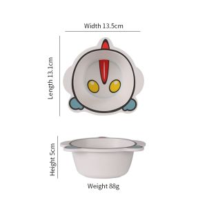 Turtle Cartoon Kids Bowl Bamboo Fiber Anti-slip Wide Edge Plant Printing Baby Feeding Tableware