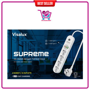 YSgalery Stop Kontak 4 Lubang Colokan Kaki 2pin dan 3pin Type C + USB A Fast Charging Visalux Supreme