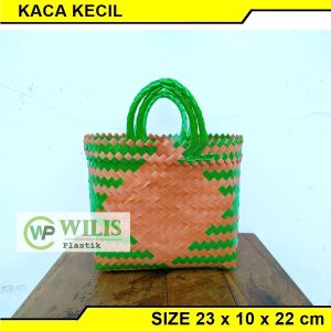 Tas Anyaman Plastik Kaca Kecil (S) / Tas Anyam Keranjang Belanja / Tas Bingkisan Hampers Parcel