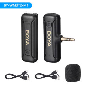 BOYA BY WM3T2 Ultra Light Mini 2.4GHz Wireless Lavalier Microphone Optional Noise Reduction Mic With MFi Certified for iPhone iPad Video TikTok YouTube Video Recording Vlog Live Streaming Interview