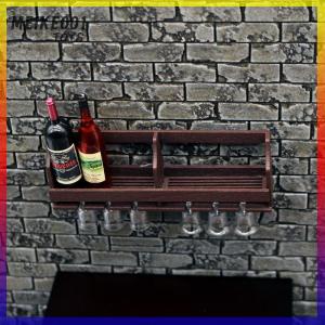 MEIKE001 บ้านตุ๊กตาของเล่นจำลองชั้นวางไวน์แบบติดผนัง1ชุดชั้นวางถ้วยแขวนขนาดเล็กสำหรับจัดแสดงโมเดลบ้านของเล่นของขวัญสำหรับเด็ก