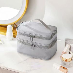 LUMINOU Transparent Mesh Travel Cosmetic Bag Large Capacity Storage Makeup Case Multifunctional 1/2/3 layer Make Up Organizer Bag Womens