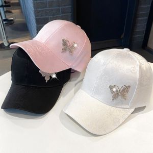 PTK52 Korean Style Rhinestone Baseball Hat Sun Protection Solid Color Women Sun Cap Simple Breathable Sunscreen Peaked Cap Women