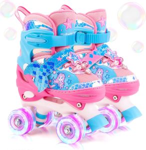 Mermaid fish tail kids skates roller skates for boys and girls adjustable size with glitter wheels Best birthday gifts