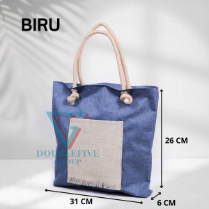 Tas Jinjing Denim Sumbu - Top-Handle Bag Saku Goni Premium Tas Makeup Tas Tenteng Wanita Terbaru 2023 Tas Jogja Tote Bag Tas Slempang & Bahu Wanita