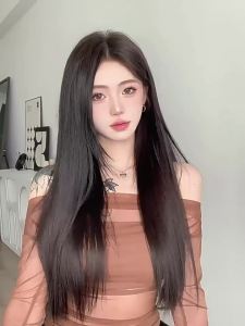 Hair Extension Real Hair Black Long Straight Wig Volume Boost Fluffy Invisible Seamless Hair Extension u Half Head Cover [ Free Shipping ]