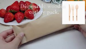 BHQ 50PCS Wooden Cutlery Set 16CM Dessert Spork Knife Spoon Disposable Utensils Cutlery Tableware Dinnerware