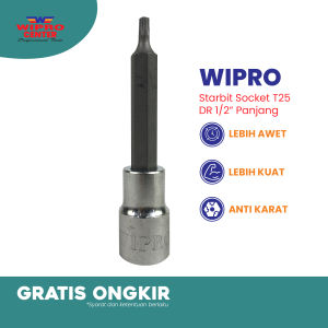 WIPRO Mata Socket Star Bit T25 x DR 1/2" / Kunci L Bintang Panjang