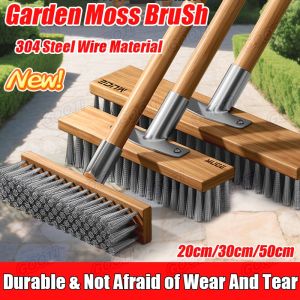 50cm Stainless Steel Floor Brush with Wood Handle Floor Wire Brush Pool Moss Cleaning Dailymall