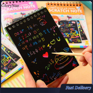 GloryStar Children Scratch Arts Drawing Paper Creative Colorful Graffiti Fun Diy Coils Painting Book For Party Favor Activities Game Gifts