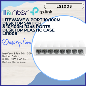 TP-LINK Tplink LS1008 8 Port 10/100Mbps Table Desktop Fast Ethernet Network Switch Plug and Play Plastic White