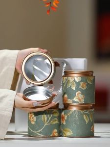 Keranixy Round Tea Canister Vintage Flower Pattern Airtight Sealing Lid Storage Jar Coffee Sugar Tong Hiasan