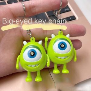 Big Eyes Luminous and Sounding Monster University Big-eyed Boy Keychain Cute Cartoon Capped Three-eyed Monster Bag Pendant Small Gift
