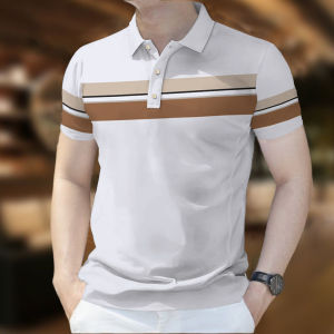 2025 Summer Fashion Polo Shirts For Mens Striped Print T-shirt Business Casual Polo Shirt Mens Working Wear
