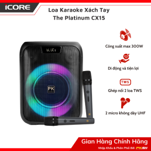 Loa Karaoke Xách Tay The Platinum CX15 – Âm Thanh Mạnh Mẽ 300W LED RGB Party Kết Nối HDMI ARC - Hàng chính hãng