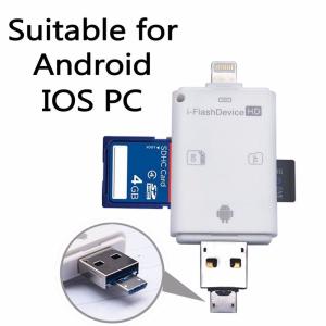 3 in 1 i Flash Drive USB Micro SD SDHC TF Card Reader Writer for iPhone 5/5s/6/6 plus/ipad/Samsung OTG Phones