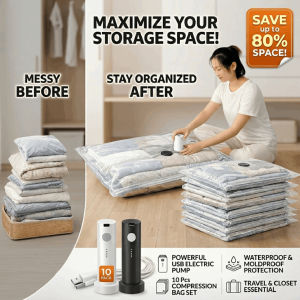 [USB Electric Pump] Vacuum Compression Storage Bag Travel Reusable Storage Organizers Space Saving Home Storage Bag Compressed Bag 真空压缩收纳袋