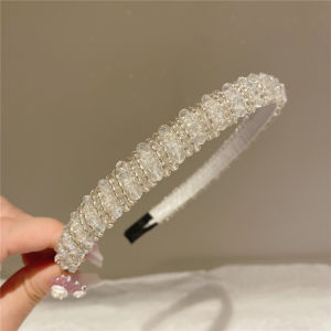 Bando Korea 1.5cm Impor dengan Aksen Kristal Permata Rhinestone Aksesoris Rambut Wanita BTR002