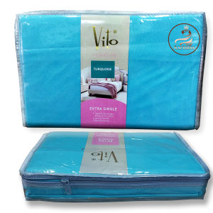 Sprei Polos  Warna Turquoise 120x200 Vito Signature Bahan Lembut Tidak Luntur Berkualitas