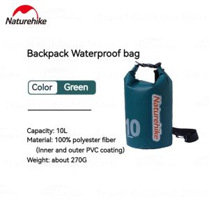 Naturehike 10L 15L 25L Portable Backpack Waterproof Bag Heavy Duty Outdoor Bag IPX6 Ultralight Bag 500D PVC Coating Wet And Dry Separation Fishing Snorkeling Swimming Ocean Pack Beach Drifting Original Camping Equipment