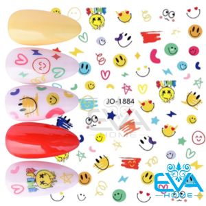 Sticker Dán Móng Tay 3D Dạng Decal Dán Móng Chống Nước Hoạ Tiết Biểu Tượng Mặt Cười Icon Smile JO1884