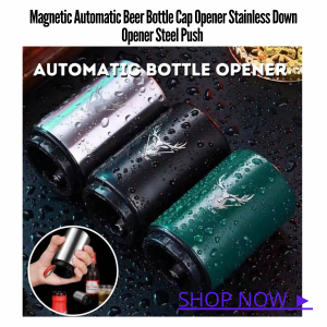 RANDOM COLOR Magnetic Automatic Beer Bottle Cap Opener Stainless Down Opener Steel Push