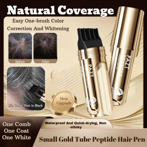 【Quickly Cover Gray Hair】[A Comb Of Black] Small Gold Tube Peptide Whitening Hair Pen Disposable Hair Coloring Pen With Comb Teeth 20ml Temporarily Covers Gray Hair Non-fading/Plant Extract Peptide Hair Styling Pen