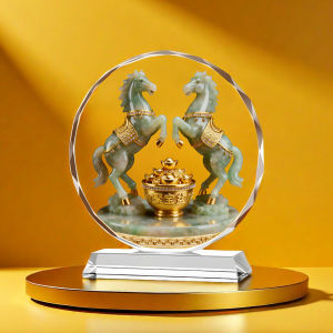 Horse Treading on Auspicious Clouds Wealth-Attracting Crystal Ornament for Living Room Bringing Prosperity and Success Suitable for Entrance Housewarming and Business Opening Gifts Desktop Decoration