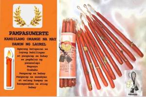 Orange candle na may Dahon ng laurel attract money dream house & car 10PCS