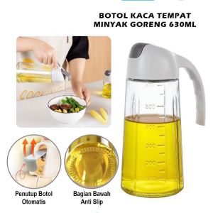 Oil Bottle Botol Minyak Bahan Kaca 630ml Tempat Minyak Tutup Otomatis Botol Serbaguna - Tempat Minyak Anti Tumpah - Botol Minyak Serbaguna