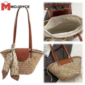 MOJOYCE Women Woven Straw Tote Bag Casual Beach Bag Large Capacity Summer Travel Handbag