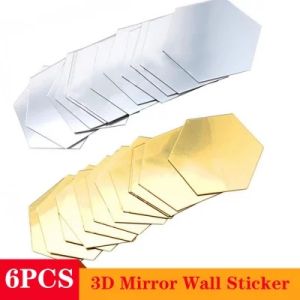 6pcs 3D Mirror Wall Sticker Home Decor DIY Hexagon Decorations Living Room Removable Decal Home Art Ornaments Drop Shipping