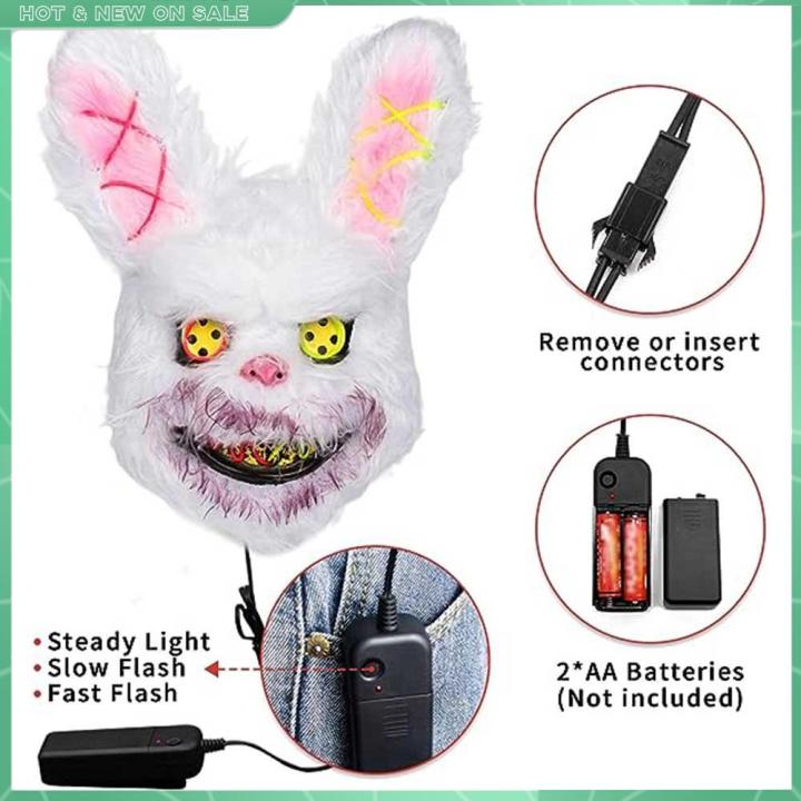 Halloween Horror Mask Glows Bloody Rabbit Horror Costume Props Halloween