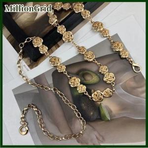 MillionGrid Fashion Metal Flower Waist Chain Retro Versatile Belt Womens Dress Suit Jeans Decoration Waistband Clothing Accessories