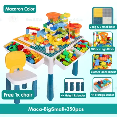 Boo&Bub Multi Function Children Building Blocks Table | Learning Playing Study Drawing Sensory Compatible Duplo Kids Desk