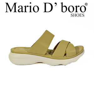 Mario D Boro Womens Classic Black/Olive PU Leather Women Flat Sandals LX 26574 Comfort Slide C52