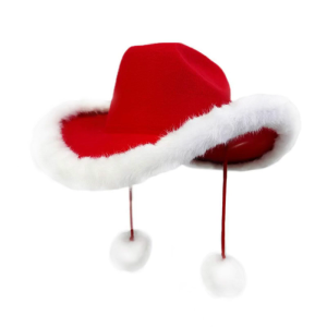 Eye Catching Christmas Themed Cowboy Hats In Soft Textile Cosplay Accessory Fashionable Christmas Hat For Casual Outfit Pairing