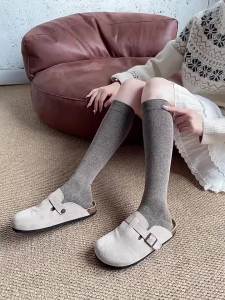 Pressure Calf Socks for Women Autumn and Winter Warm Solid Color Cotton Socks Japanese Style Slimming Leg Shaping Double Needle Long Tube Over-the-Knee Socks