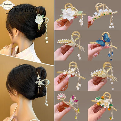 Kẹp tóc tua rua hoa ngọc trai kim cương giả thời trang kẹp tóc kim loại dành cho nữ