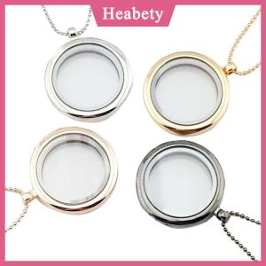 Heabety Mặt dây chuyền mặt dây chuyền mặt dây chuyền hình tròn bằng thủy tinh sống kỷ niệm nổi mới