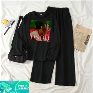 Baju Remeja Setelan Baju Kaos Lengan Panjang Dan Celana Kulot Jiosoo Flower