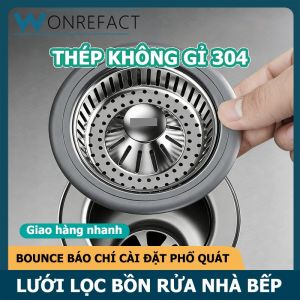 Phễu Thoát Nước Bồn Rửa Chén Lõi Nhảy Inox 304 - Giỏ Lọc Rác Chậu Rửa Bát Cao Cấp Chống Tắc Ngăn Mùi Hôi Tuyệt Đối Niêm Phong Kép Chống Rỉ Sét Cho Nhà Bếp