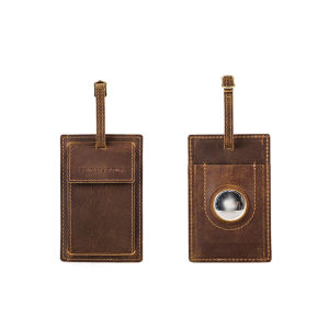 Genuine Leather Luggage Tags With Airtag Case Travel Accessories Suitcase Tag Travel Business Bag Tags