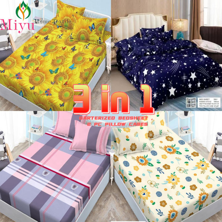 Bedsheets Garterized Bed Sheet 3in1 Bed Sheet With Pillow Case