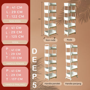 LEORA DEEP Rak Susun Serbaguna Rak Sudut Plastik Jumbo Buku Sepatu bumbu Dapur Toilet Roda Free Kait