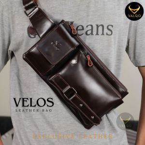 VALQO VELOS Tas Kulit Sapi Motif Hewan Waist Bag Dada Pinggang Sling bag Cowok Tas Pria
